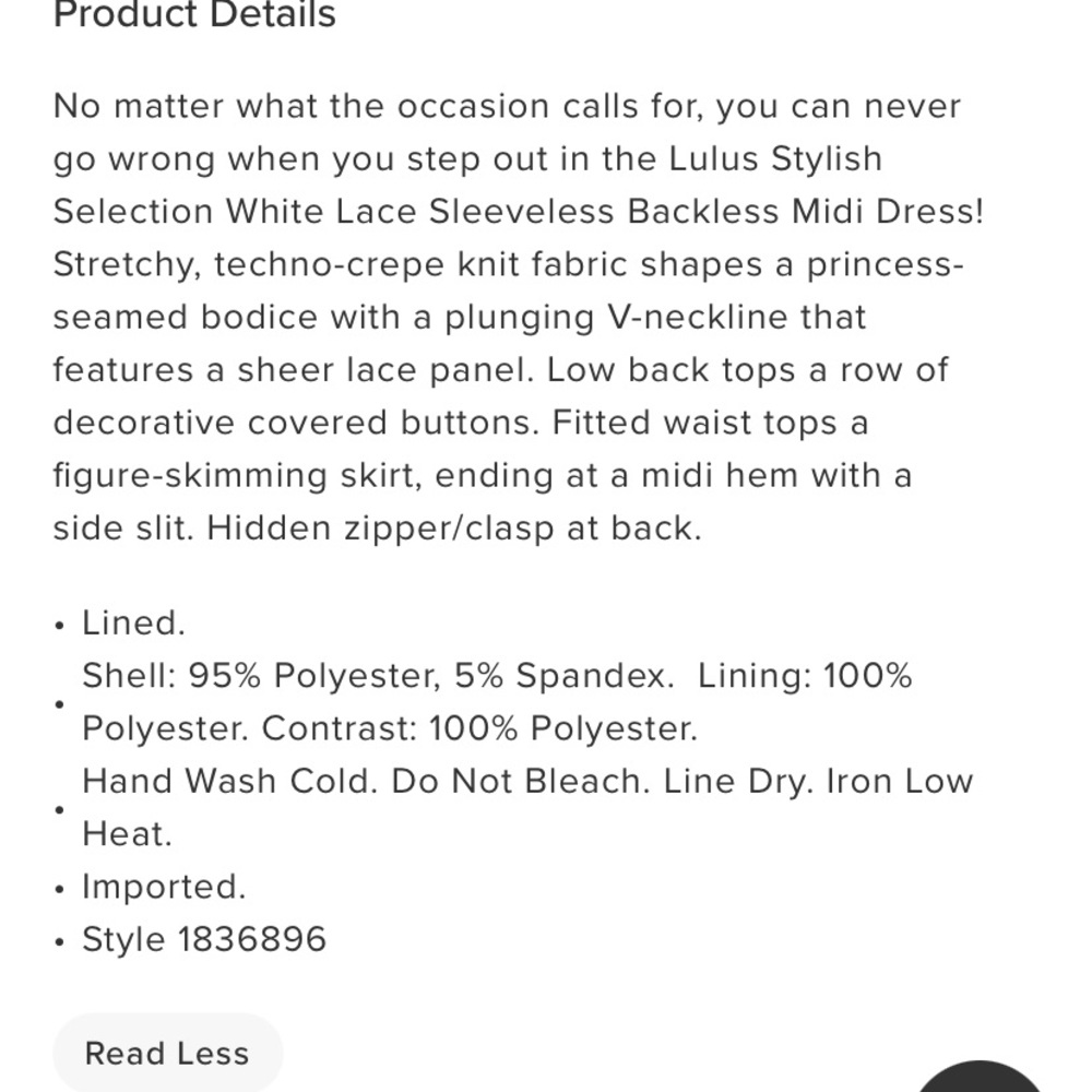 COPY - Lulus Stylish Selection White Lace
Sleeveless Backless Midi Dress | off … - Picture 5 of 5